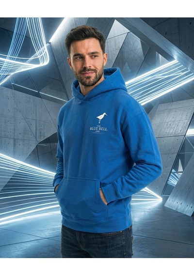 Barlashive Erkek Baskılı Kapüşonlu Cepli Hoodie 3 İplik Pamuklu Sweatshirt - Saks Mavisii Çok Renkli