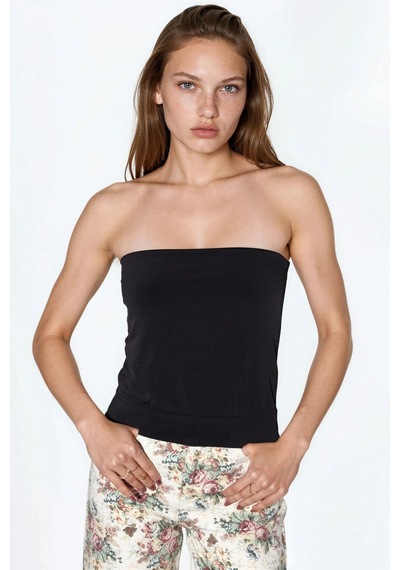 Hiccup Busem Askısız Örme Crop Top Siyah