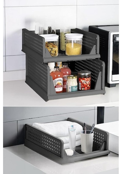 Ayrex 6 Lı Kayar Raf Organizer Gri Dolap İçi Kıyafet Aksesuar Düzenleyici 45x35 Cm Mıt1264 Genel