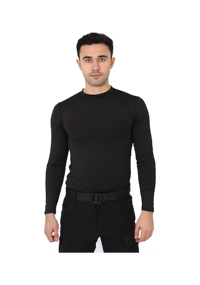 Siyah Micro Uzun Kol Tişört - Outdoor Spor Tişörtü Siyah