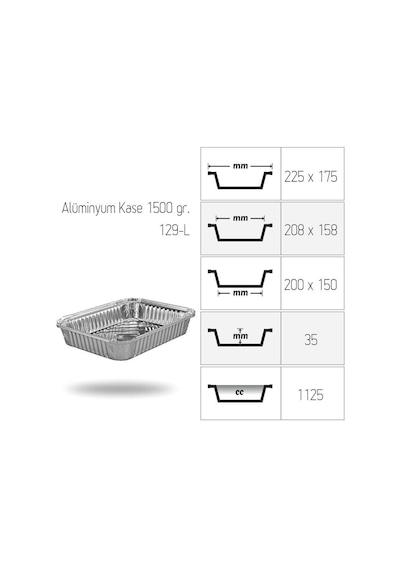 Alüminyum Kase 1500 Gr 100 Adet