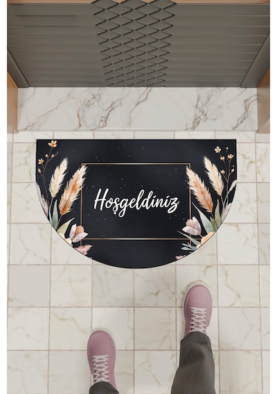 Rugmood Modern Dijital Paspas Çiçekli Hoşgeldiniz Kapı Önü Paspası Çok Renkli