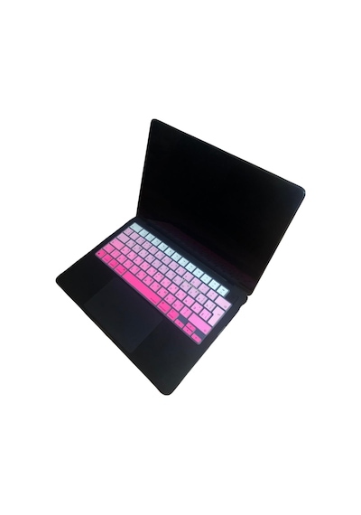 Rusça Klavye Koruyucu Uk Apple Uyumlu MacBook Air-pro Kılıf M1-m2-m3-m4 2021-2024 Yılı Touchıd'li İle Gradient Pembe