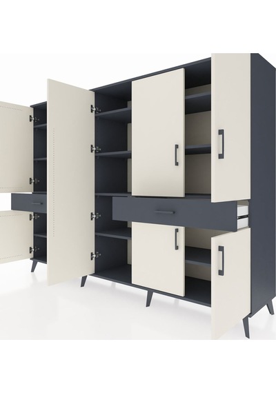 Hyperion Dolap 12 Raflı 2 Çekmeceli 8 Kapaklı 220x44x163 Antrasit Antrasit-aytaşı/antrasit Hyperion Dolap 12 Raflı 2 Çekmeceli 8 Kapaklı 220x44x163 Antrasit Antrasit-aytaşı/antrasit