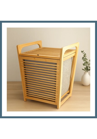 Bezos Bambu Kirli Çamaşır Sepeti 40x35x60 Cm Agc Çok Renkli