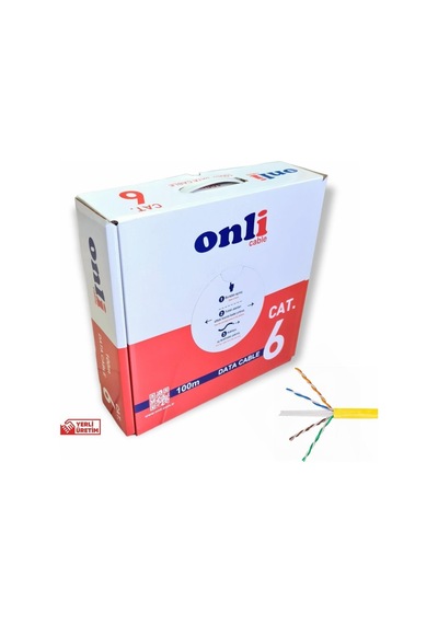 Onli 23awg Utp Cat6 Network Kablosu Sarı 100mt Yerli Üretim