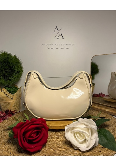 Amoura Retro Parlak Yarım Ay/hilal Çanta Bej/ten Rengi