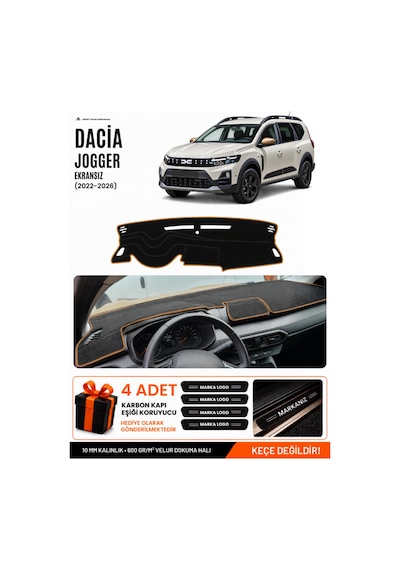 Dacia Jogger Ekransız 2022-2026 Uyumlu Torpido Örtüsü, Torpido Kılıfı - Siyah-kahverengi - Da002