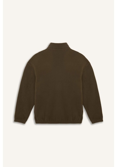 Defacto Boxy Fit Dik Yaka Yarım Fermuarlı Polar Sweatshirt E8632ax25wnkh151 Haki