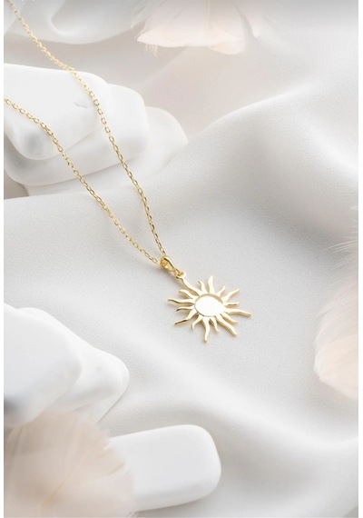 Gold Renk Güneş Model Kolye Altın