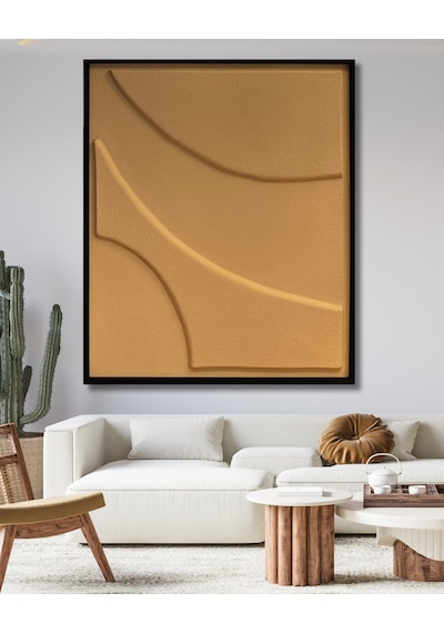 Minimalist Dekorasyon İçin 3d Kum Dokulu Soyut Sanat Tablosu, Evinize Derinlik -50109