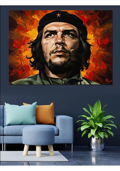 Portre Sanatı Che Guevara İllüstrasyonu Dekoratif Kanvas - Mdf Ahşap Tablo