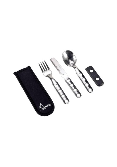 Laken Lk1410fn Çelik Çatal Kaşık Bıçak 3'lü Set Ve Neopren Kılıflı, Gri Diğer