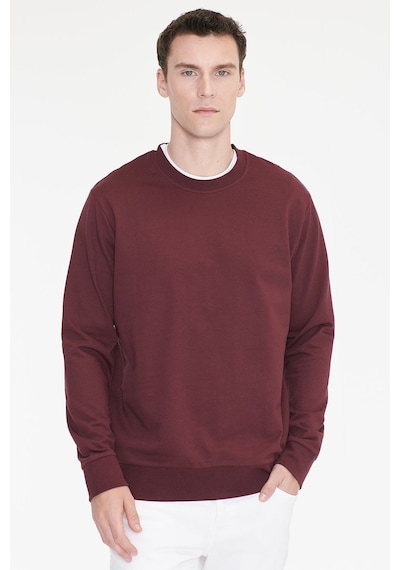 Ac&Co / Altınyıldız Classics Erkek Bordo Pamuklu Standart Fit Normal Kesim 2 İplik Bisiklet Yaka Sweatshirt