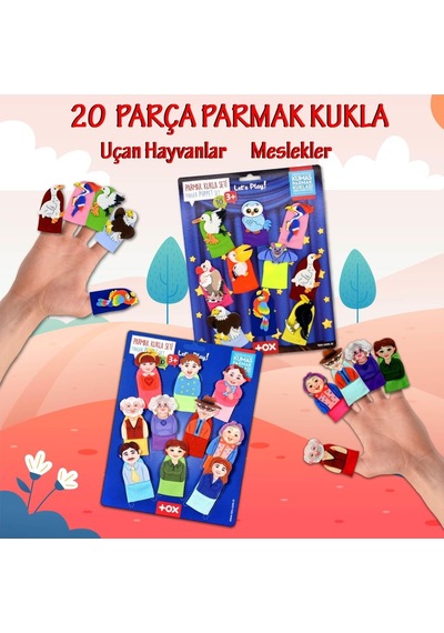 2 Set - 20 Parça Tox Aile  Bireyleri ve Uçan Hayvanlar Parmak Kukl