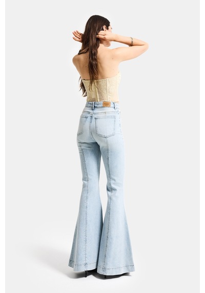 Itsbasic Kadın Kot Rengi 4s6-32 Flare Fit Elastan Denim Jean
