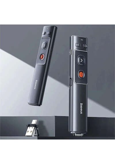 Baseus Orange Grı Dot Lazerlı Kablosuz Sunum Kumandası Acfyb-0g