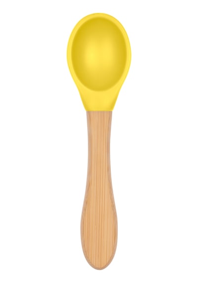Bambu Saplı Silikon Mama Kaşığı Sunrise Sarı
