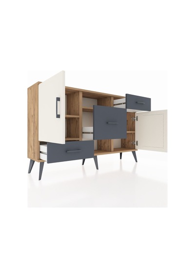 Arges Konsol 4 Raflı 3 Çekmeceli 2 Kapaklı 132x30x83 Çam-aytaşı/antrasit Aytaşı/antrasit Arges Konsol 4 Raflı 3 Çekmeceli 2 Kapaklı 132x30x83 Çam-aytaşı/antrasit Aytaşı/antrasit