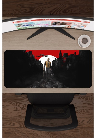 Wolfenstein Kaymaz Dikişli Kauçuk Oyuncu Mousepad V2 - 70x30 Xl Gaming Mouse Pad Fare Altlığı