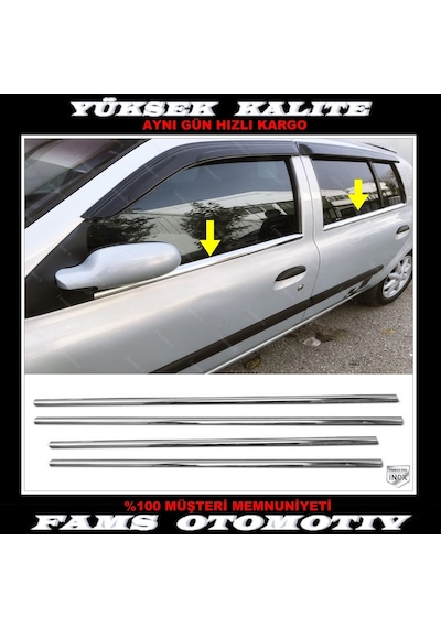 Renault Clio 2 Hb Krom Cam Çıtası 4 Prç. 1998-2005 P. Çelik