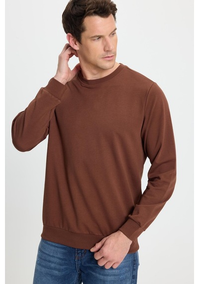Tudors Erkek Relax Fit Rahat Kesim %100 Pamuk 2 İplik Bisiklet Yaka Kahverengi Sweatshirt-41519 Kahverengi Tudors Erkek Relax Fit Rahat Kesim %100 Pamuk 2 İplik Bisiklet Yaka Kahverengi Sweatshirt-41519 Kahverengi