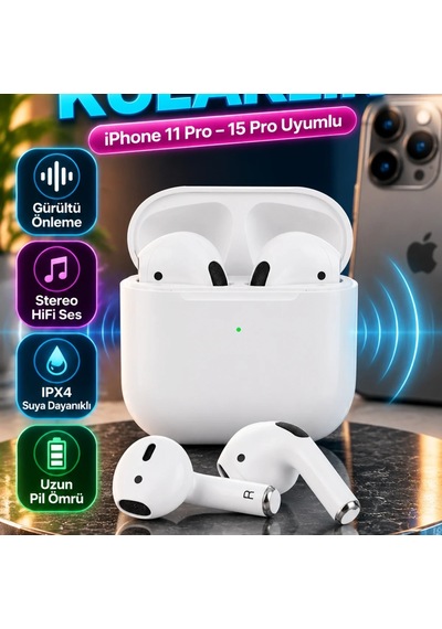 İphone 11 Pro 15 Pro Uyumlu Kablosuz Kulaklık Gürültü Önleme, Stereo Hifi, Ipx4 00