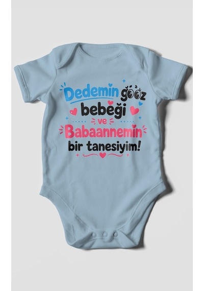 Morivokids Dedeye Ve Babaanneye Özel Kısa Kollu Bebek Body %100 Pamuk Zbn151-kk Bebe Mavisi