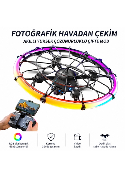 Led Işıklı Mini Drone 2.4ghz Uzaktan Kumandalı 360 Korumalı Quadcopter