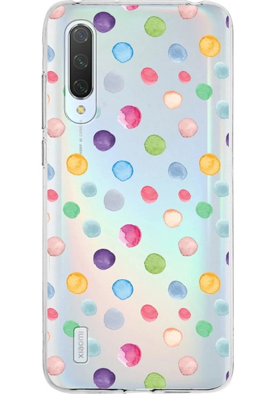Xiaomi Mi 9 Lite İle Uyumlu 1mm Slim Fit Water Color 6 Baskılı Şeffaf Kılıf Şeffaf