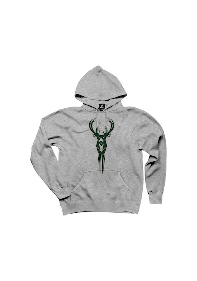 Milwaukee Bucks Logo Gri Kapşonlu Sweat Gri