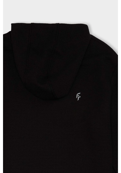 DeFactoFit Standart Fit Kapüşonlu Kapitoneli Sporcu Sweatshirt D0752AX24AUBK81