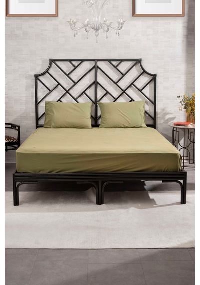 Kaay Premium Lastikli Çarşaf Dahil Nevresim Takımı 200x220 Çift Kişilik Yağ Yeşili