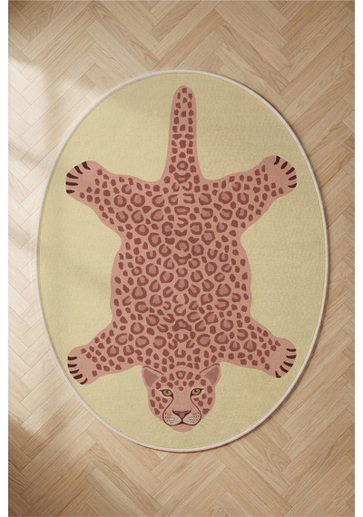 Leopar 06 Butteryellow Pembe Sarı Leopar İnce Vintage Görünüm Şönil Dokuma Ev Oda Koridor Halısı