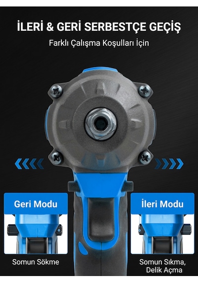 Steiner 21v 1100 Nm Kömürsüz Torklu Çift Akülü 10 Pilli 1/2 Mavi Şarjlı Somun Sıkma Sökme Makinesi + 38 Parça