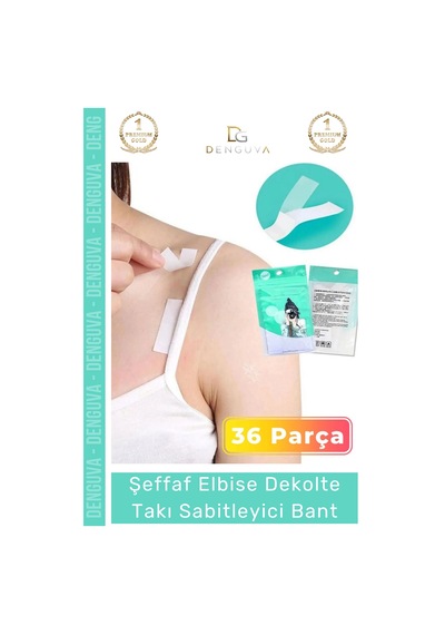 Kıyafetbandı Şeffaf Çift Taraflı Vücut Kıyafet Sabitleyici Yaka Bluz Elbise Kaydırmaz 36 Parça Bant
