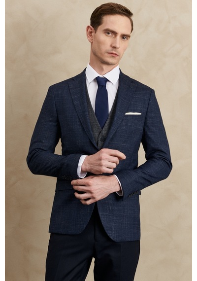 AC&Co / Altınyıldız Classics Erkek Lacivert Slim Fit Dar Kesim Mono Yaka Desenli Yelekli Takım Elbise 4A3123100002LAC546N Lacivert AC&Co / Altınyıldız Classics Erkek Lacivert Slim Fit Dar Kesim Mono Yaka Desenli Yelekli Takım Elbise 4A3123100002LAC546N Lacivert