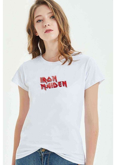 Iron Maiden Rock Am Ring Metal Baskılı Beyaz Kadın Tshirt