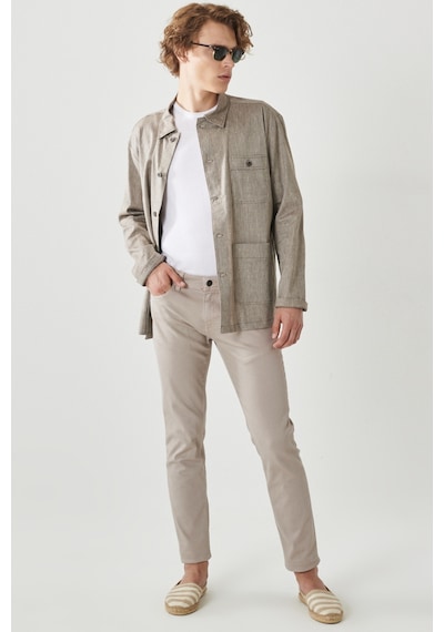AC&Co / Altınyıldız Classics Altinyildiz Classics Erkek Taş 360 Derece Her Yöne Esneyen Slim Fit Dar Kesim Pamuklu Rahat Pantolon 4A1400000101TAS58 Taş