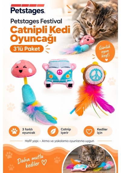 Petstages Festival Catnipli Kedi Çiğneme Oyuncağı 3' Lü Paket