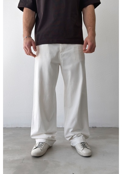 Flaw Basic Baggy Pantolon-29077 Beyaz