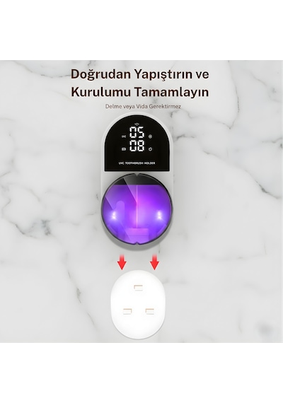 Npo Esx9 Led Ekranlı Otomatik Açılan Kapaklı Şarjlı Fırça Tutucu Ve Uv Diş Fırçası Sterilizatörü Beyaz