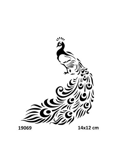 Airbrush Tattoo Tavus Kuşu Yapışkanlı Stencil Süsleme Ve Boyama Kalıbı Stencil Kalıp