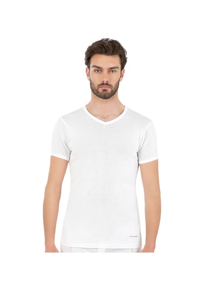 Pierre Cardin Erkek %100 Pamuk Ribana V Yaka Fanila Beyaz