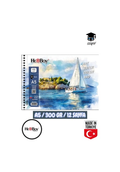 14x20 Cm A5 Sulu Boya Eskiz Kara Kalem Çizim Defteri 300 Gr Telli 12 Sayfa Herboy Çok Renkli