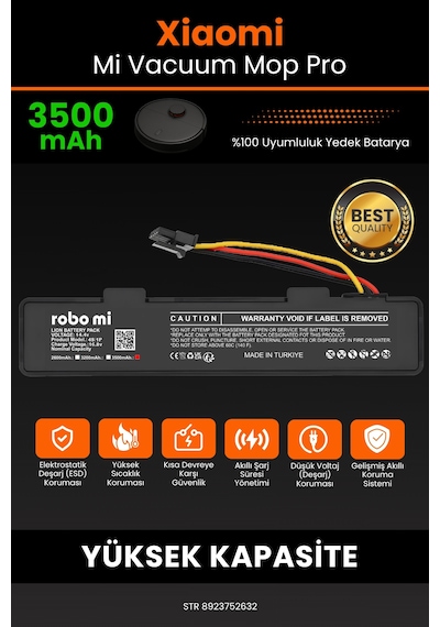 Xiaomi Mi Vacuum Mop Pro STYTJ02YM Uyumlu 3500mAh Robot Süpürge Bataryası