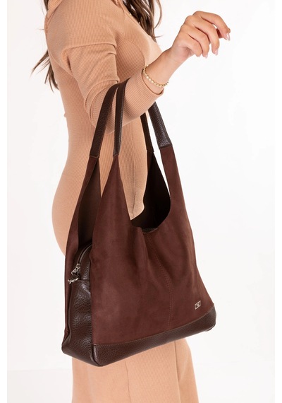 Gondol Kadın Günlük El Omuz Çanta Ald.80760 Kahve Süet