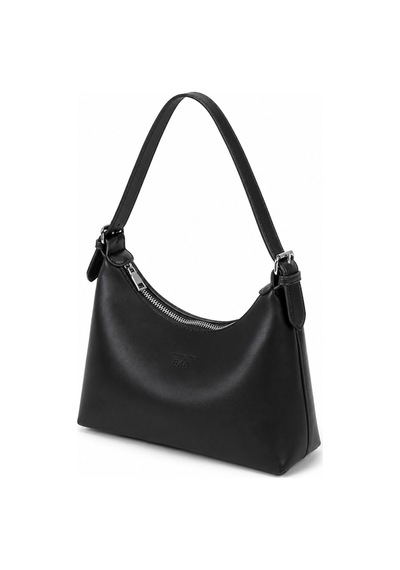Levano Leather Kadın Suni Deri Omuz Çantası Fermuarlı Günlük Hobo Çanta Şık Minimal Tasarım Siyah