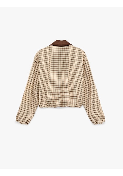 Koton Cepli Uzun Kollu Ekose Oversize Bomber Ceket Kahverengi Ekose 6sak50026ew Kahverengi Ekoseli