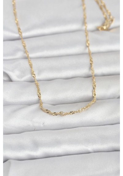 Cm 14k Gold Renk Burgu Zincirli 60 Cm Kadın Kolye - Lisinya altın